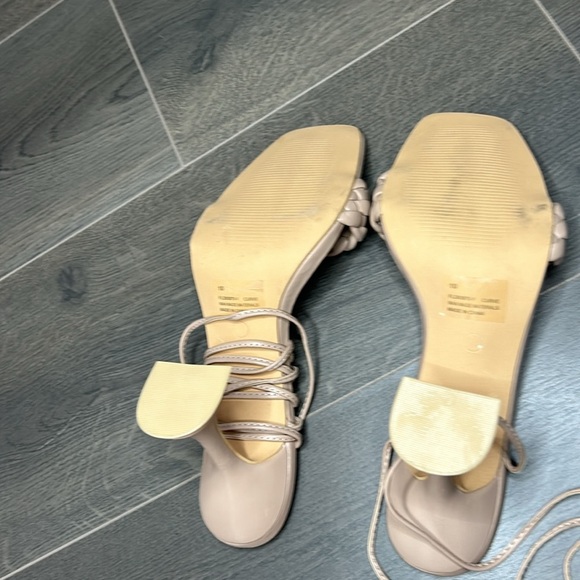 Cape Robbin Curve Woven Wrap Lace Heels Square Open Toe Quilted Nude Size 10 - Picture 12 of 12